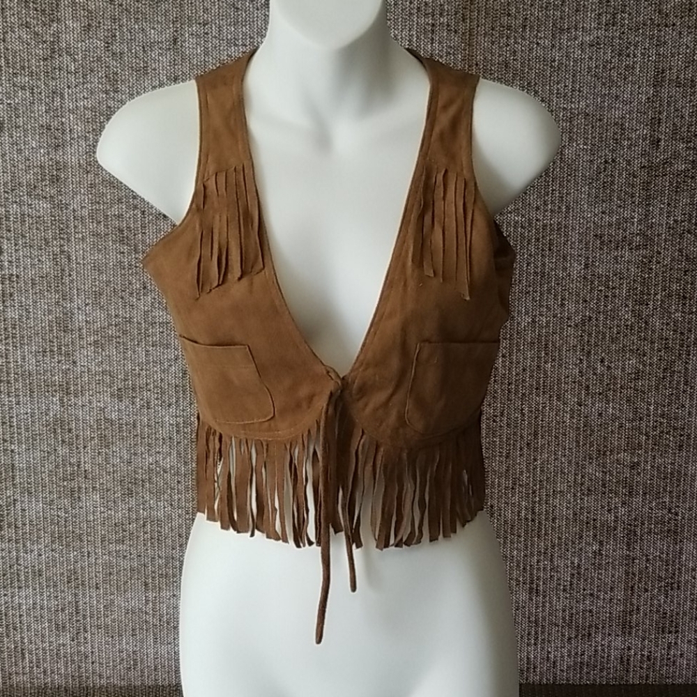 Fringe Fuax Suede Vest by American Rag